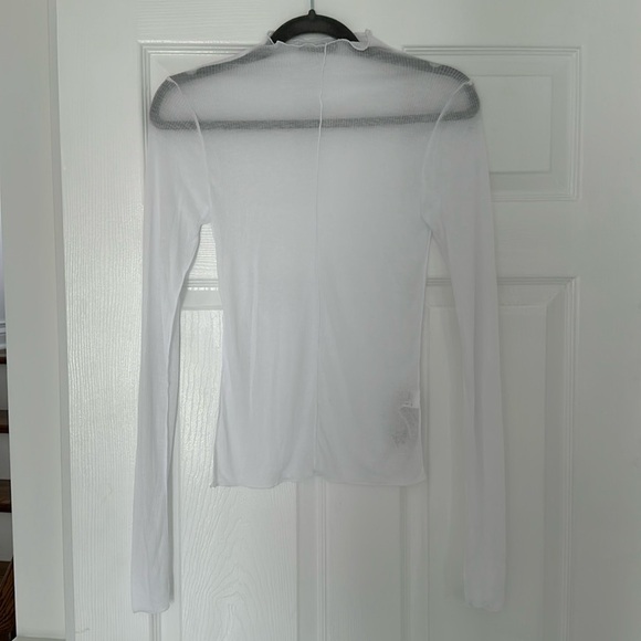 ZARA Sheer Mesh long sleeved top white NEW Size M Medium - Picture 3 of 5